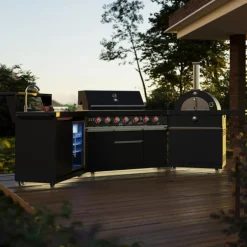 Forno All'Aperto Outdoor Kitchen with BBQ, Pizza Oven, Sink and Bar – 87,600 BTU