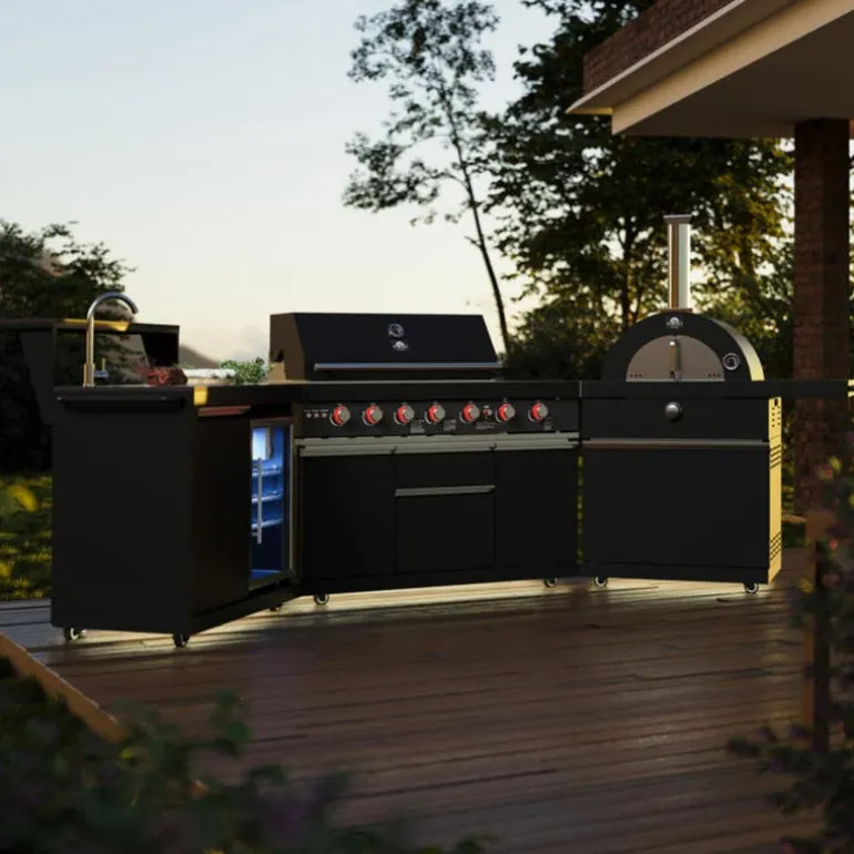 Forno All'Aperto Outdoor Kitchen with BBQ, Pizza Oven, Sink and Bar – 87,600 BTU