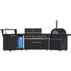 Forno All'Aperto Outdoor Kitchen with BBQ, Pizza Oven, Sink and Bar – 87,600 BTU
