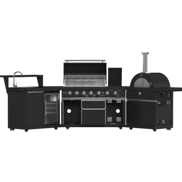 Forno All'Aperto Outdoor Kitchen with BBQ, Pizza Oven, Sink and Bar – 87,600 BTU