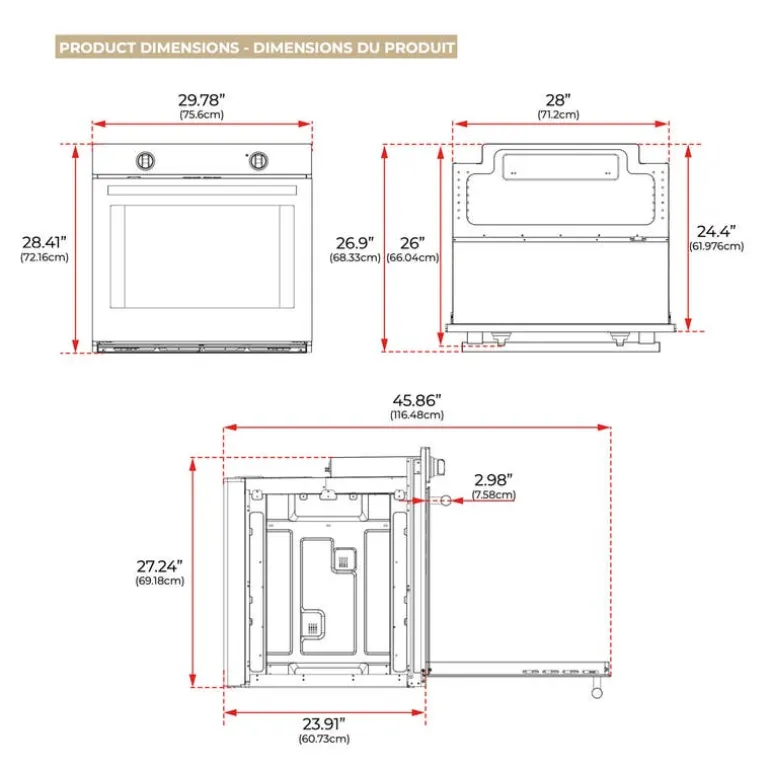 FORNO Electric Wall Over White 30" - FBOEL1370-30