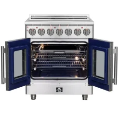 FORNO Freestanding Electric Range with French Doors Stainless 30" Electric Glass-Ceramic - FFSEL6955-30
