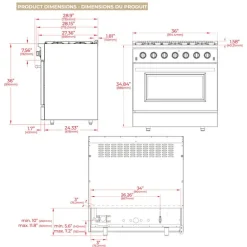 FORNO Gas Range Stainless 36" Electric Gas - FFSGS6244-36