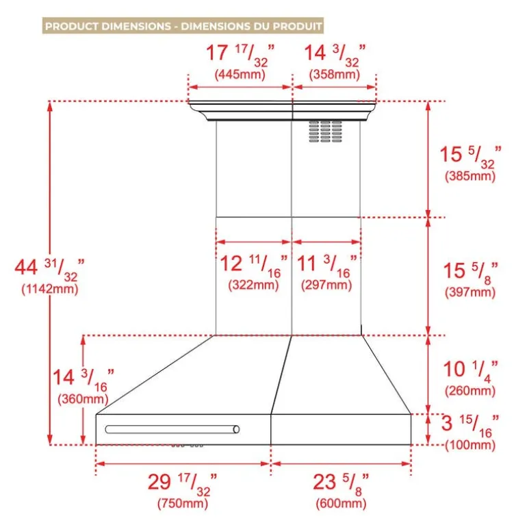 FORNO 30-inch Wall-Mounted Range Hood Wall Mount White 30" , 600 CFM - FRHWM5095-30