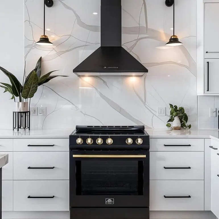 FORNO Range Black 30" Electric Glass-Ceramic - FFSEL6022-30
