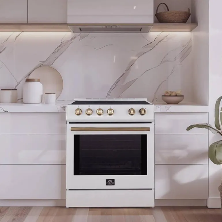 FORNO Range White 30" Electric Glass-Ceramic - FFSEL6022-30