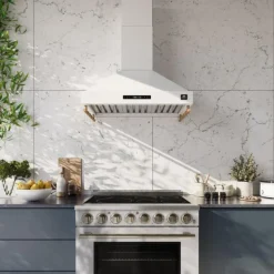 FORNO Wall-Mounted Range Hood Wall Mount White 35.2" , 375 CFM - FRHWM5503-36