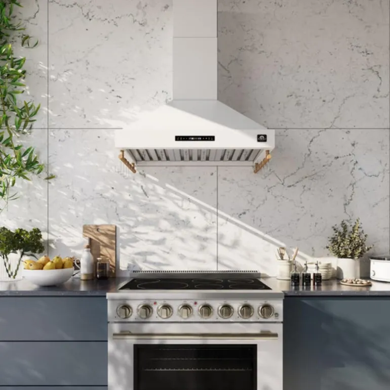 FORNO Wall-Mounted Range Hood Wall Mount White 35.2" , 375 CFM - FRHWM5503-36