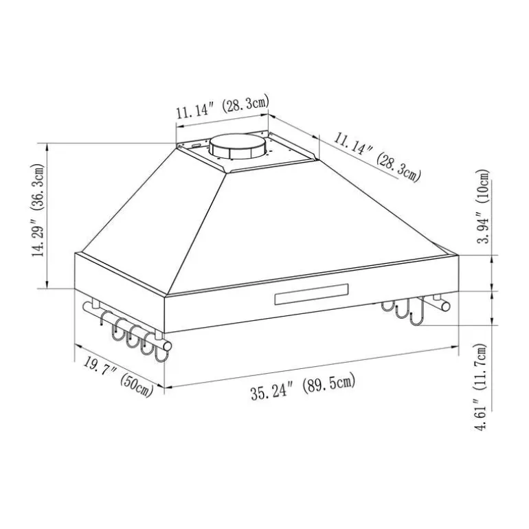 FORNO Wall-Mounted Range Hood Wall Mount White 35.2" , 375 CFM - FRHWM5503-36