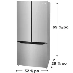 FRIGIDAIRE 20 Cu ft 33 In Refrigerator Stainless Bottom Freezer, French door - FRFG2033AV