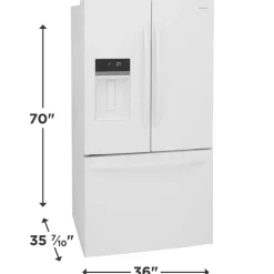 FRIGIDAIRE 36 In 27,8 Cu Ft Refrigerator White Bottom Freezer, French door - FRFS2823AW