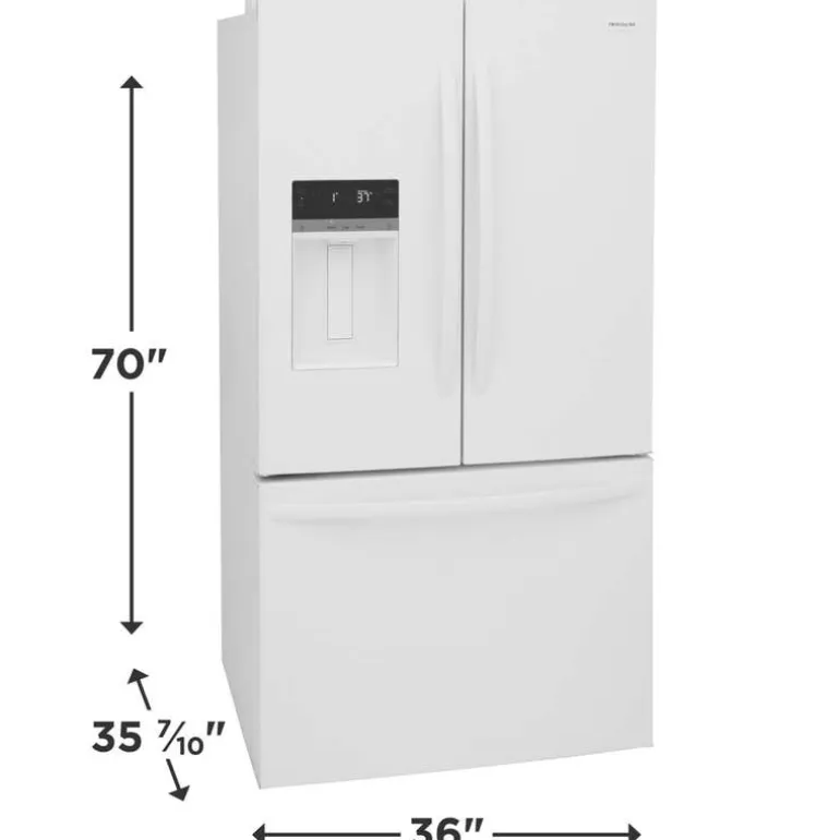 FRIGIDAIRE 36 In 27,8 Cu Ft Refrigerator White Bottom Freezer, French door - FRFS2823AW