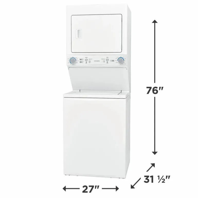 FRIGIDAIRE Washer/Dryer Laundry Center, White, 27'', Top-Load, 850 - FLCE752CAW
