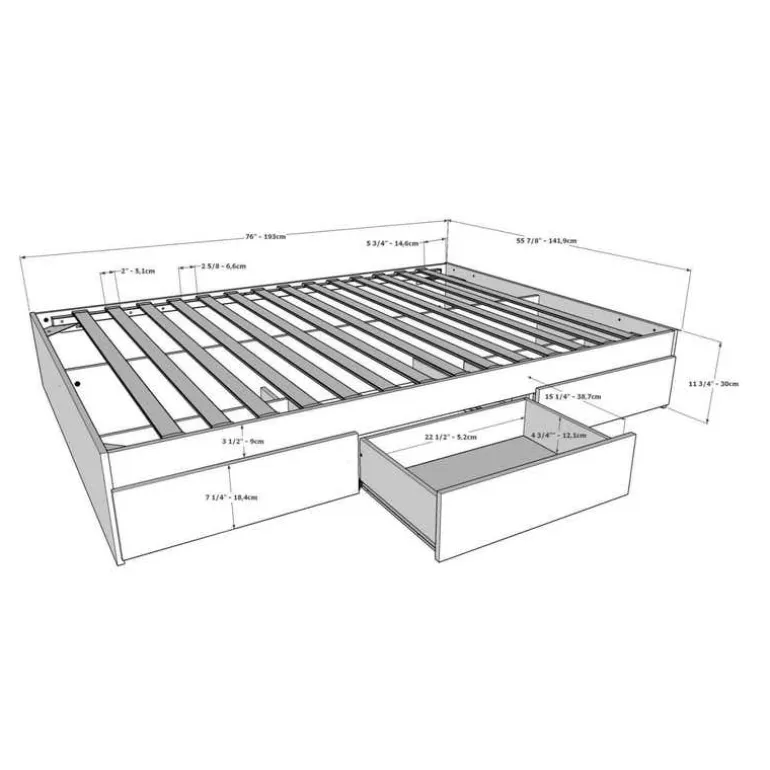 Full Bed Set with Storage (54") - 3pcs - Nexera