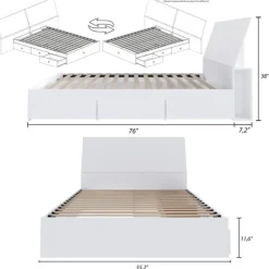 Full Bed with 3-Drawer Storage and Headboard (54