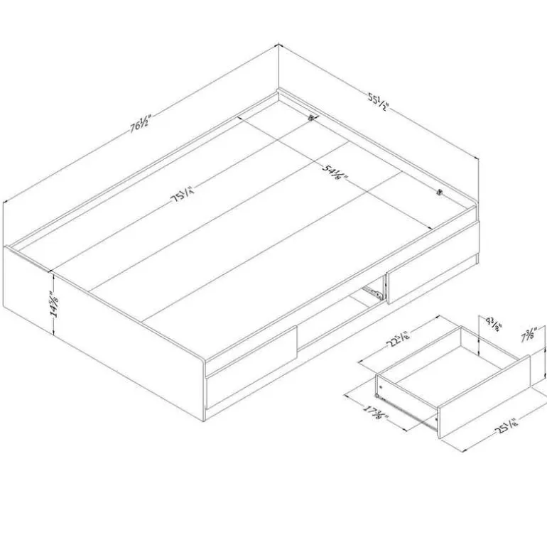Full Bed with 3-Drawer Storage (54'') - South Shore