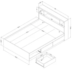 Full Bed with 3-Drawer Storage and Headboard (54