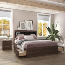 Full Bed with 6-Drawer Storage Headboard and Nightstand (54