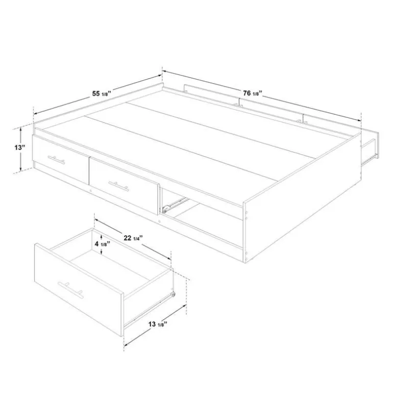 Full Bed with 6-Drawer Storage (54")