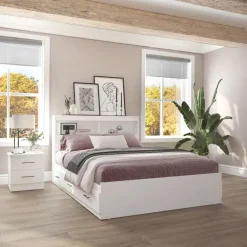 Full Bed with 6-Drawer Storage Headboard and Nightstand (54
