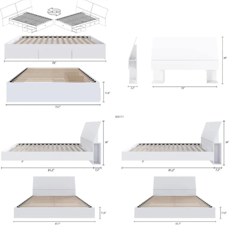 Full Bedroom Set with Storage (54") - 4pcs - Nexera