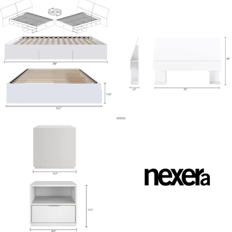 Full Bedroom Set with Storage (54") - 3pcs - Nexera