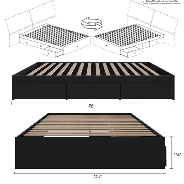 Full 3-Drawer Storage Bed (54") - Nexera