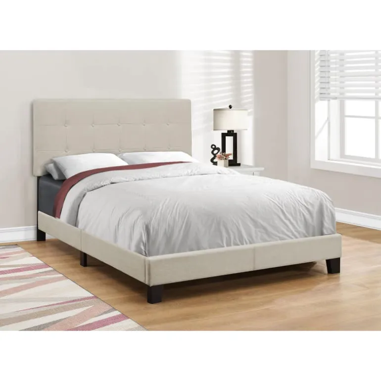 Full Linen Bed with Headboard (54") - Monarch