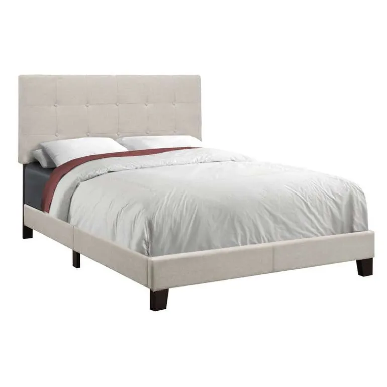Full Linen Bed with Headboard (54") - Monarch