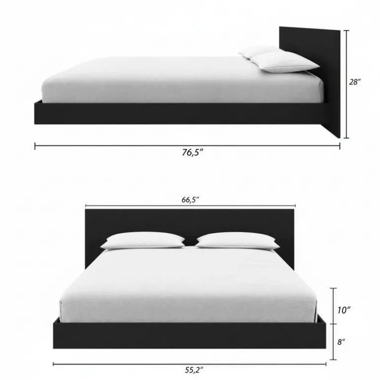 Full Platform Bed with Headboard (54") - Nexera
