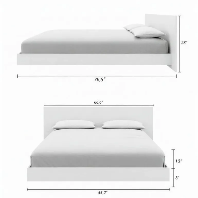 Full Platform Bed with Headboard (54") - Nexera