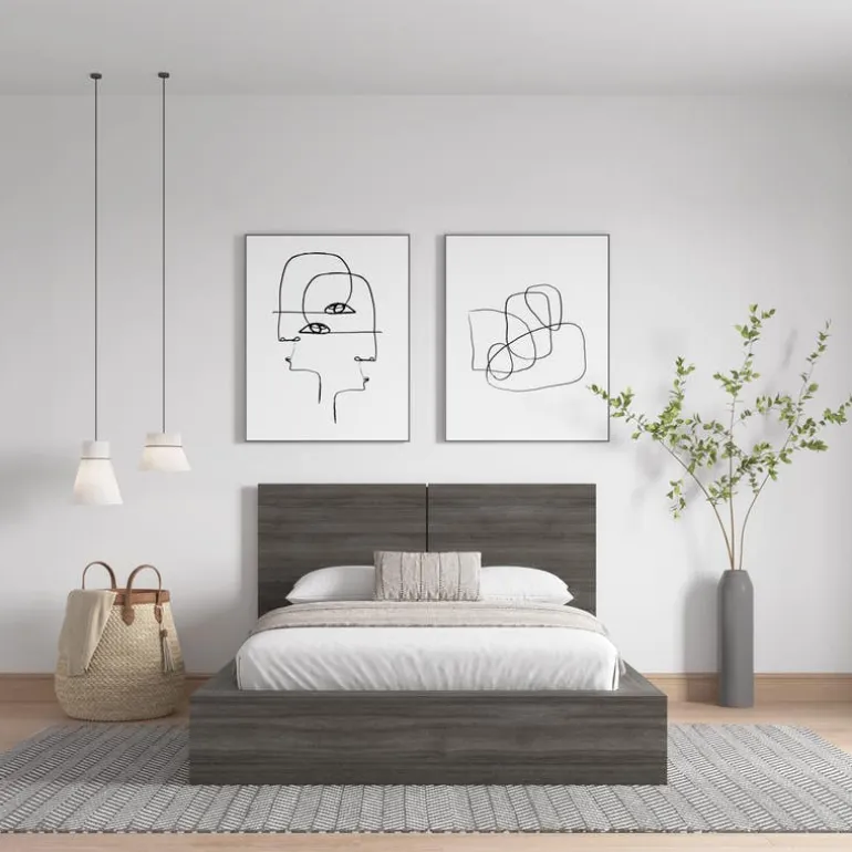 Full Platform Bed with Headboard (54") - Nexera