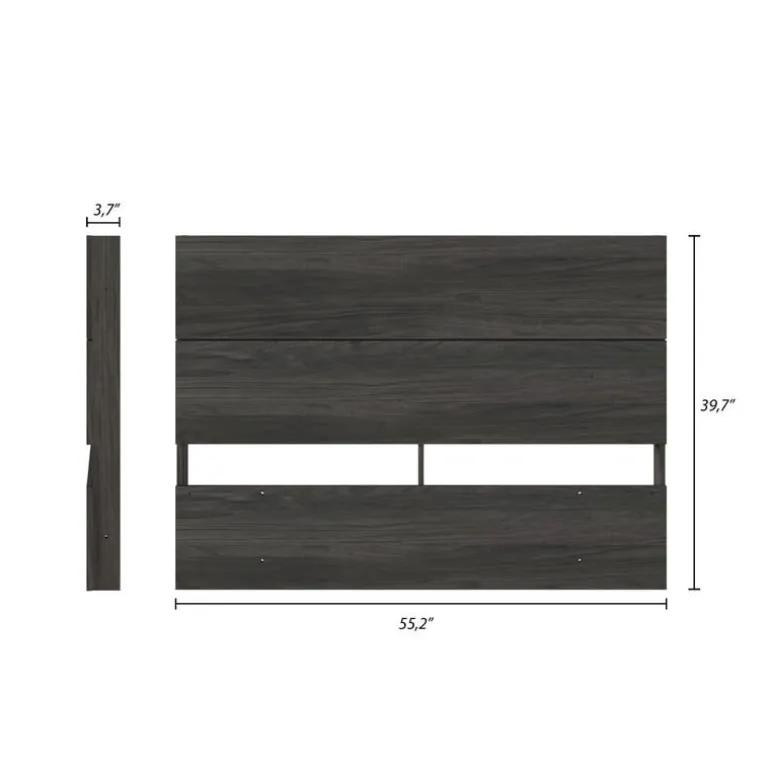 Full Size Panel Headboard, Bark Grey - Nexera
