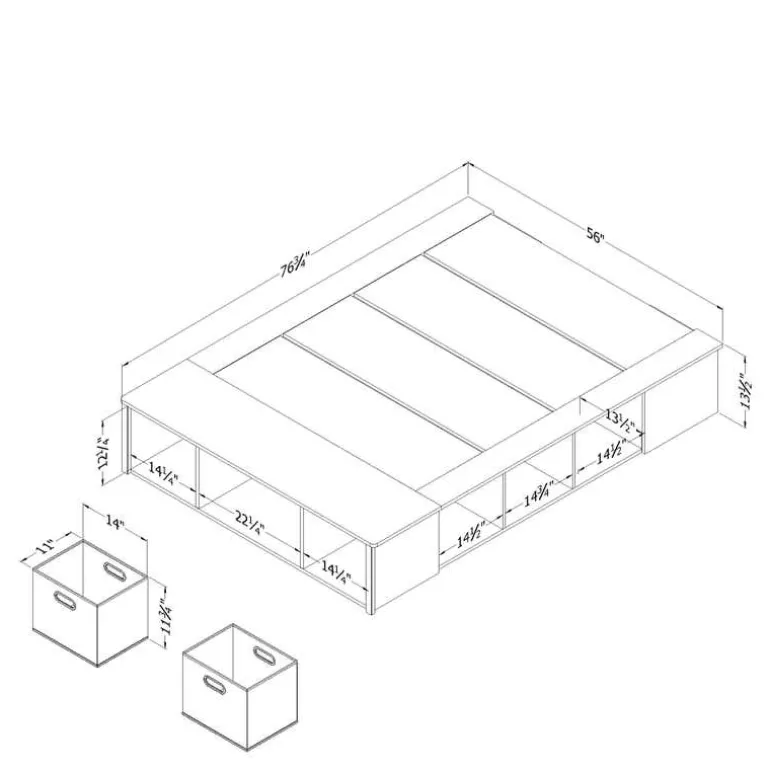 Full Storage Bed with Baskets (54") - South Shore
