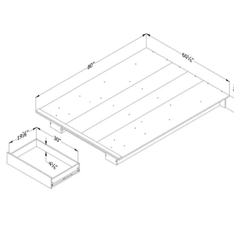 Full/Queen Bed with 1-Drawer Storage (54"/60") - South Shore