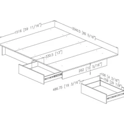 Full/Queen Platform Bed (54"/60'') - South Shore