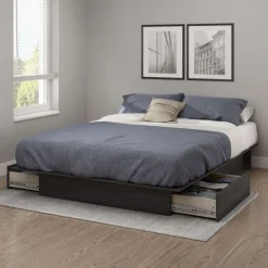 Full/Queen Platform Bed with 2-Drawer Storage (54/60'') - South Shore