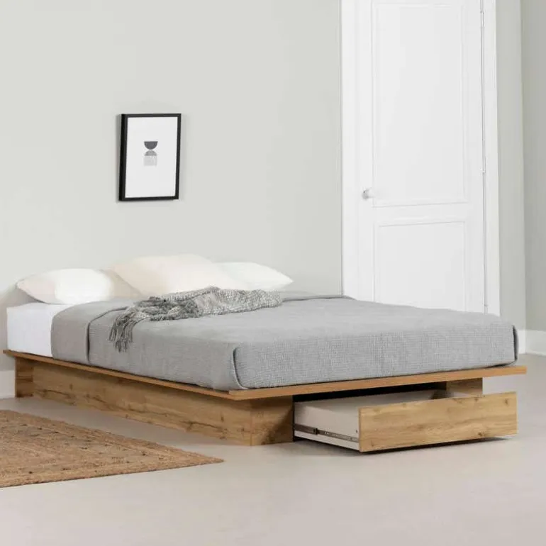 Full/Queen Platform Bed with 1-Drawer Storage (54"/60") - South Shore