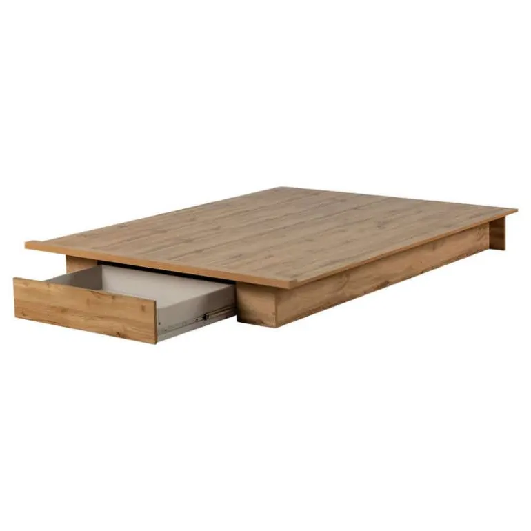 Full/Queen Platform Bed with 1-Drawer Storage (54"/60") - South Shore