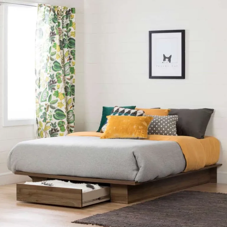 Full/Queen Platform Bed with 1-Drawer Storage (54"/60") - South Shore