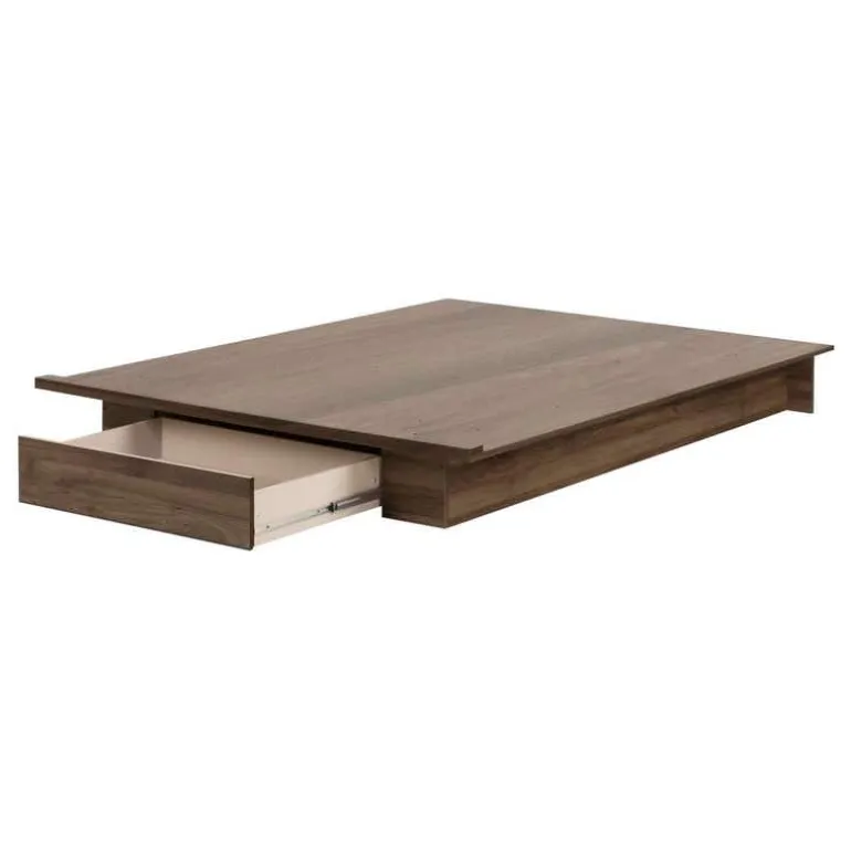 Full/Queen Platform Bed with 1-Drawer Storage (54"/60") - South Shore