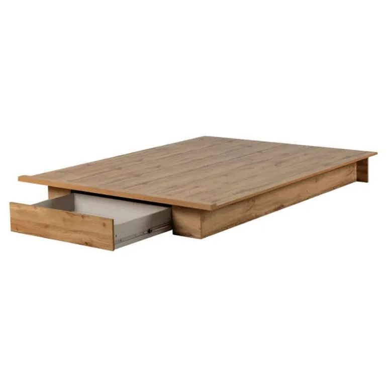 Full/Queen Platform Bed with 1-Drawer Storage (54"/60") - South Shore