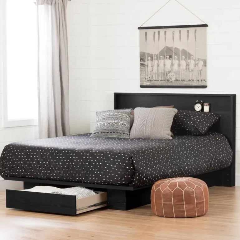 Full/Queen Platform Bed with 1-Drawer Storage (54"/60") - South Shore