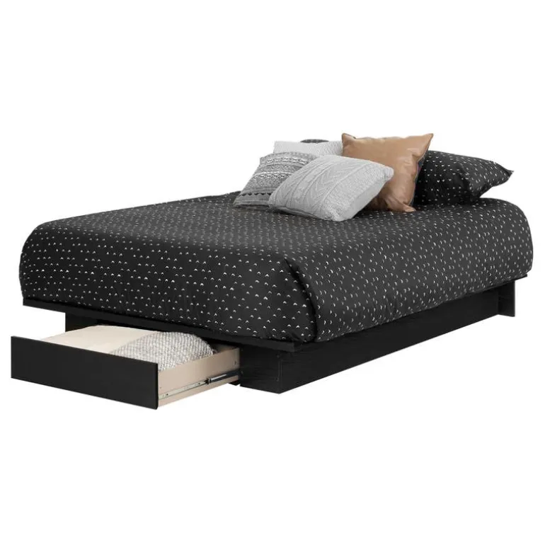 Full/Queen Platform Bed with 1-Drawer Storage (54"/60") - South Shore