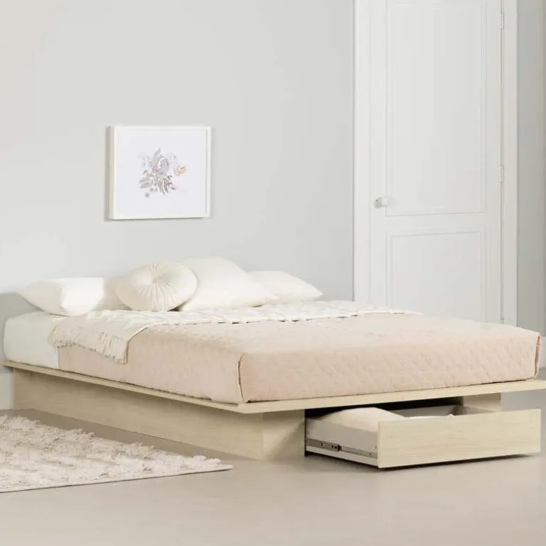 Full/Queen Platform Bed with 1-Drawer Storage (54"/60") - South Shore