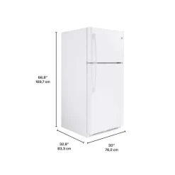 GE 18 Cu Ft 30 In Refrigerator White Top Freezer - GTE18FTLKWW