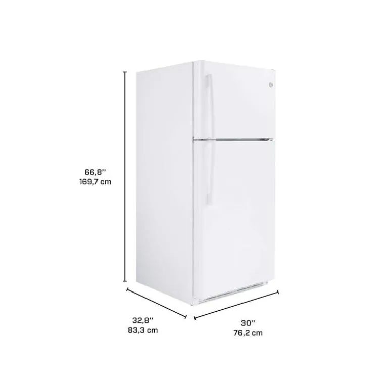 GE 18 Cu Ft 30 In Refrigerator White Top Freezer - GTE18FTLKWW
