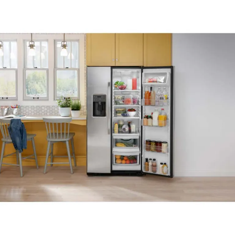 GE 23,2 Cu Ft 33 In Refrigerator Stainless Steel Side by side - GSS23GYPFS