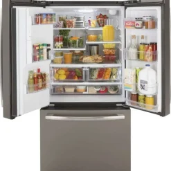 GE 25.5 Cu Ft 36 In Refrigerator Slate Bottom Freezer, French door - GFE26JMMES