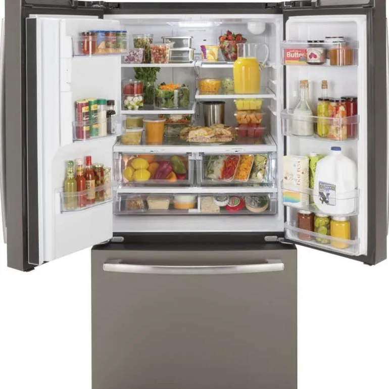 GE 25.5 Cu Ft 36 In Refrigerator Slate Bottom Freezer, French door - GFE26JMMES